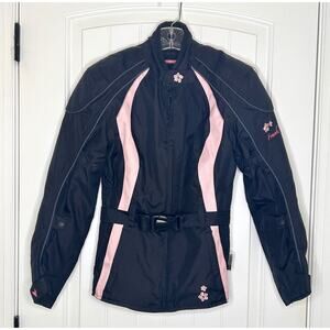 Frank Thomas Lady Rider Padded Motorcycle Jacket Black & Pink, Size XS